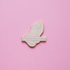 A gold praying hands shaped enamel pin set on a pink background. This pride pin reads 'Pray The Gay To Stay' in white enamel set in a polished gold metal. Pray the Gay to Stay Pin - LGBTQ Pins For Sale | Little Rainbow Paper Co