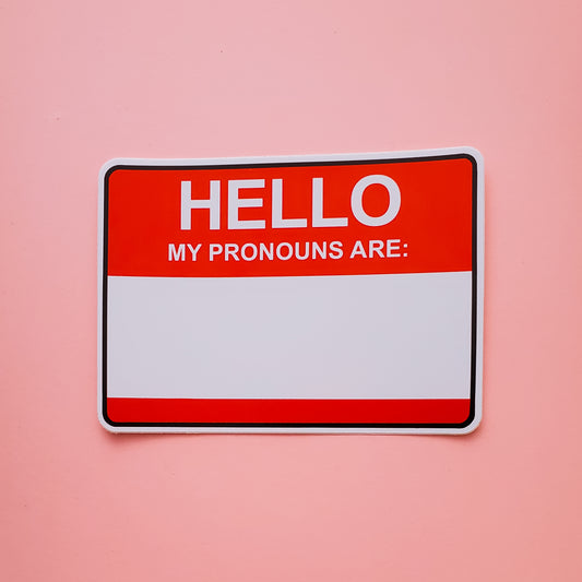 Hello My Pronouns Are Sticker - LGBTQ Accessories | Little Rainbow Paper Co