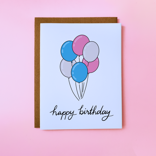 Happy Birthday Trans Balloon Card
