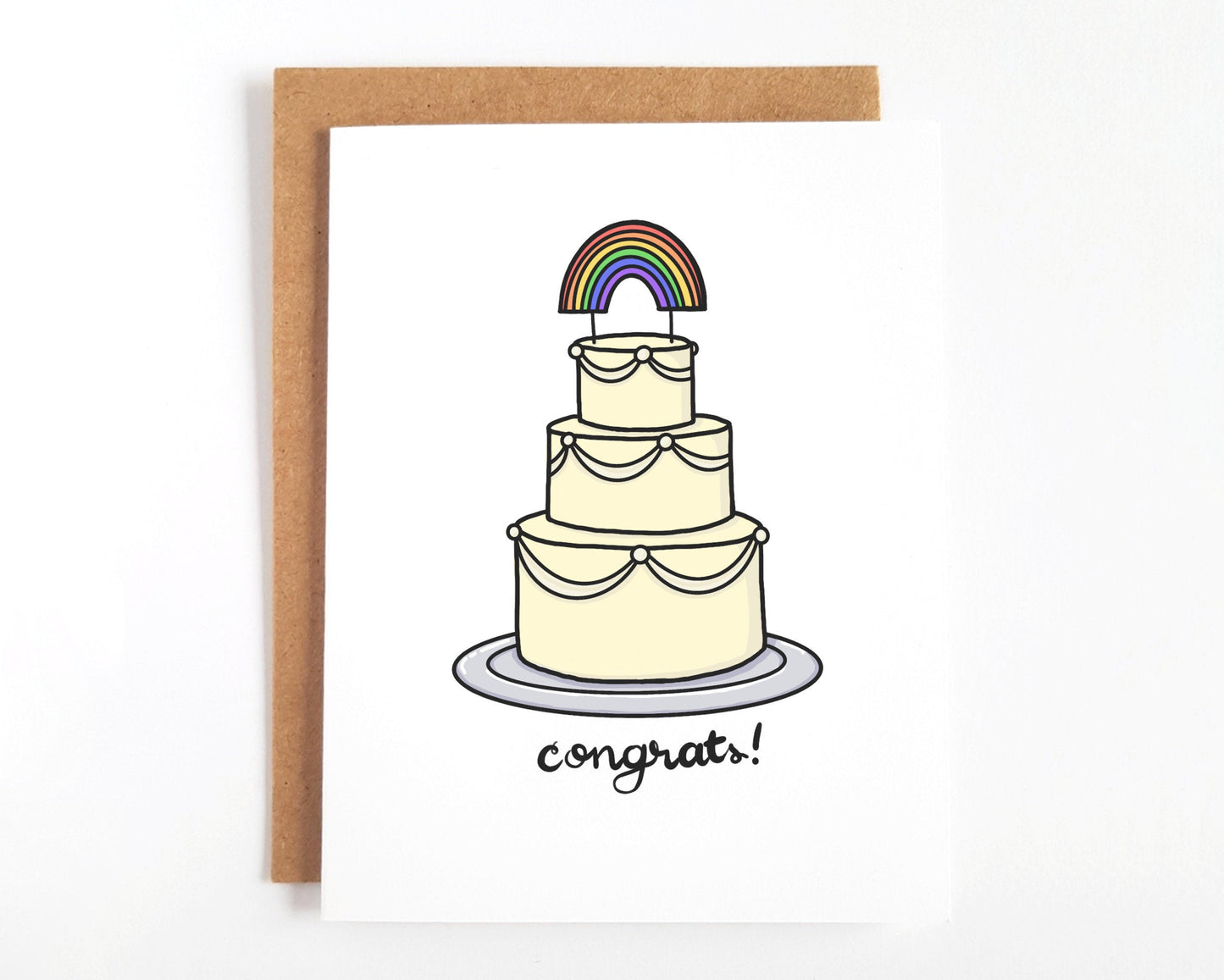 Rainbow Wedding Cake Card