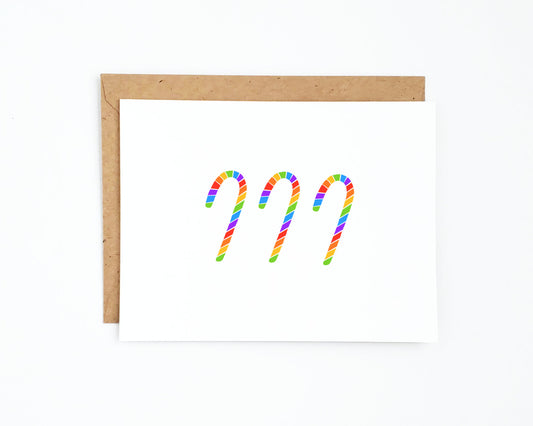 Rainbow Candy Canes Holiday Card